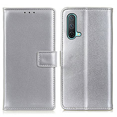 Coque Portefeuille Livre Cuir Etui Clapet A08D pour OnePlus Nord CE 5G Argent