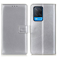 Coque Portefeuille Livre Cuir Etui Clapet A08D pour Oppo A54 4G Argent