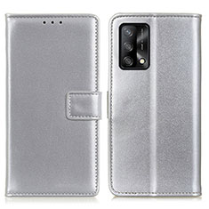 Coque Portefeuille Livre Cuir Etui Clapet A08D pour Oppo F19 Argent