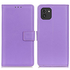 Coque Portefeuille Livre Cuir Etui Clapet A08D pour Samsung Galaxy A03 Argent