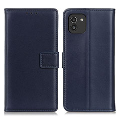 Coque Portefeuille Livre Cuir Etui Clapet A08D pour Samsung Galaxy A03 Bleu