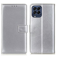 Coque Portefeuille Livre Cuir Etui Clapet A08D pour Samsung Galaxy M53 5G Argent