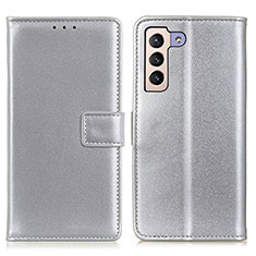 Coque Portefeuille Livre Cuir Etui Clapet A08D pour Samsung Galaxy S21 5G Argent