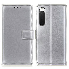 Coque Portefeuille Livre Cuir Etui Clapet A08D pour Sony Xperia 10 IV SOG07 Argent