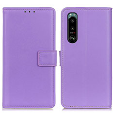 Coque Portefeuille Livre Cuir Etui Clapet A08D pour Sony Xperia 5 III SO-53B Violet