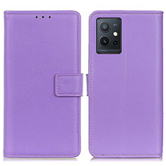 Coque Portefeuille Livre Cuir Etui Clapet A08D pour Vivo T1 5G India Violet