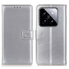 Coque Portefeuille Livre Cuir Etui Clapet A08D pour Xiaomi Mi 14 5G Argent