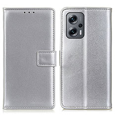 Coque Portefeuille Livre Cuir Etui Clapet A08D pour Xiaomi Redmi Note 12 Turbo 5G Argent