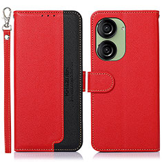 Coque Portefeuille Livre Cuir Etui Clapet A09D pour Asus ZenFone 10 Rouge