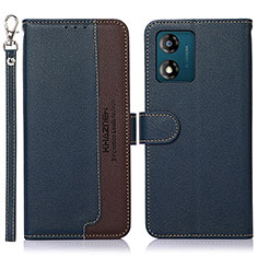 Coque Portefeuille Livre Cuir Etui Clapet A09D pour Motorola Moto E13 Bleu