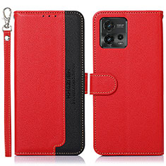 Coque Portefeuille Livre Cuir Etui Clapet A09D pour Motorola Moto G72 Rouge