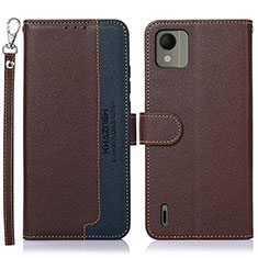 Coque Portefeuille Livre Cuir Etui Clapet A09D pour Nokia C110 Marron