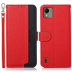 Coque Portefeuille Livre Cuir Etui Clapet A09D pour Nokia C110 Rouge