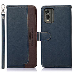 Coque Portefeuille Livre Cuir Etui Clapet A09D pour Nokia C210 Bleu