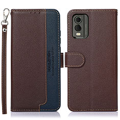 Coque Portefeuille Livre Cuir Etui Clapet A09D pour Nokia C32 Marron