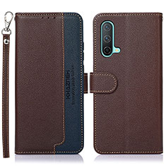 Coque Portefeuille Livre Cuir Etui Clapet A09D pour OnePlus Nord CE 5G Marron