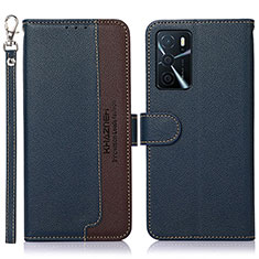 Coque Portefeuille Livre Cuir Etui Clapet A09D pour Oppo A16 Bleu