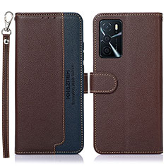 Coque Portefeuille Livre Cuir Etui Clapet A09D pour Oppo A16 Marron