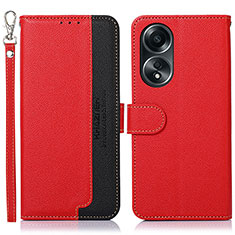 Coque Portefeuille Livre Cuir Etui Clapet A09D pour Oppo A18 Rouge