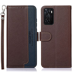 Coque Portefeuille Livre Cuir Etui Clapet A09D pour Oppo A55S 5G Marron