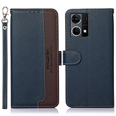 Coque Portefeuille Livre Cuir Etui Clapet A09D pour Oppo Reno8 4G Bleu