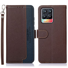 Coque Portefeuille Livre Cuir Etui Clapet A09D pour Realme 8 Pro Marron