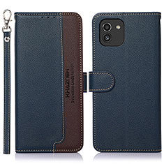 Coque Portefeuille Livre Cuir Etui Clapet A09D pour Samsung Galaxy A03 Bleu