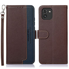 Coque Portefeuille Livre Cuir Etui Clapet A09D pour Samsung Galaxy A03 Marron