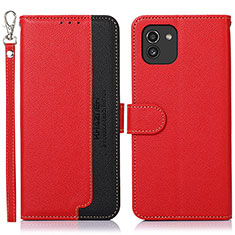 Coque Portefeuille Livre Cuir Etui Clapet A09D pour Samsung Galaxy A03 Rouge