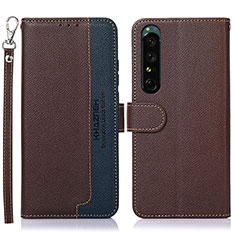 Coque Portefeuille Livre Cuir Etui Clapet A09D pour Sony Xperia 1 IV Marron