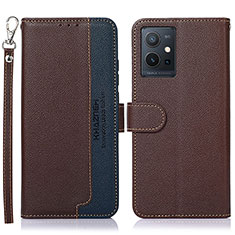 Coque Portefeuille Livre Cuir Etui Clapet A09D pour Vivo T1 5G India Marron