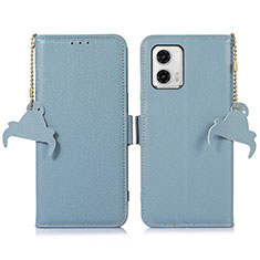 Coque Portefeuille Livre Cuir Etui Clapet A10D pour Motorola Moto G73 5G Bleu Clair