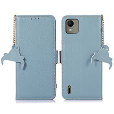 Coque Portefeuille Livre Cuir Etui Clapet A10D pour Nokia C110 Bleu Clair