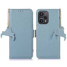 Coque Portefeuille Livre Cuir Etui Clapet A10D pour Xiaomi Poco F5 5G Bleu Clair