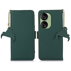 Coque Portefeuille Livre Cuir Etui Clapet A11D pour Asus ZenFone 10 Vert