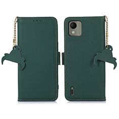 Coque Portefeuille Livre Cuir Etui Clapet A11D pour Nokia C110 Vert