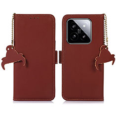 Coque Portefeuille Livre Cuir Etui Clapet A11D pour Xiaomi Mi 14 5G Marron