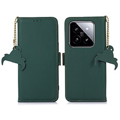 Coque Portefeuille Livre Cuir Etui Clapet A11D pour Xiaomi Mi 14 5G Vert