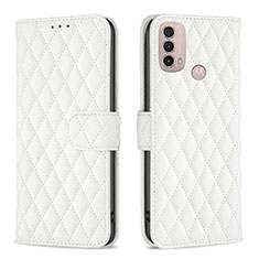 Coque Portefeuille Livre Cuir Etui Clapet B01F pour Motorola Moto E20 Blanc