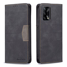 Coque Portefeuille Livre Cuir Etui Clapet B01F pour Oppo F19 Noir