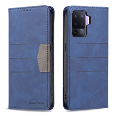 Coque Portefeuille Livre Cuir Etui Clapet B01F pour Oppo F19 Pro Bleu