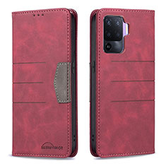 Coque Portefeuille Livre Cuir Etui Clapet B01F pour Oppo F19 Pro Rouge