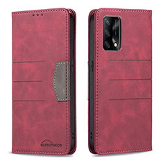 Coque Portefeuille Livre Cuir Etui Clapet B01F pour Oppo F19 Rouge