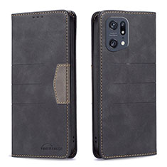 Coque Portefeuille Livre Cuir Etui Clapet B01F pour Oppo Find X5 Pro 5G Noir