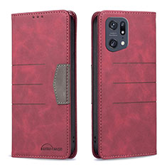 Coque Portefeuille Livre Cuir Etui Clapet B01F pour Oppo Find X5 Pro 5G Rouge