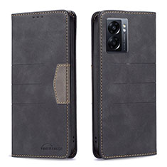 Coque Portefeuille Livre Cuir Etui Clapet B01F pour Oppo K10 5G India Noir