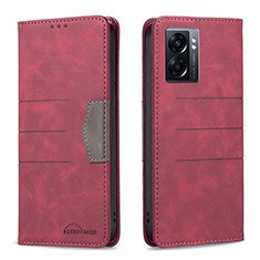 Coque Portefeuille Livre Cuir Etui Clapet B01F pour Oppo K10 5G India Rouge