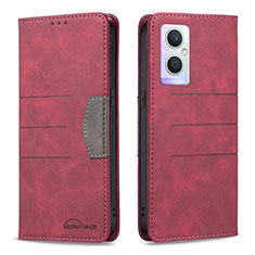 Coque Portefeuille Livre Cuir Etui Clapet B01F pour Oppo Reno7 Lite 5G Rouge