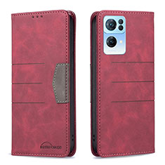 Coque Portefeuille Livre Cuir Etui Clapet B01F pour Oppo Reno7 Pro 5G Rouge