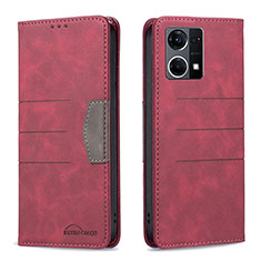 Coque Portefeuille Livre Cuir Etui Clapet B01F pour Oppo Reno8 4G Rouge